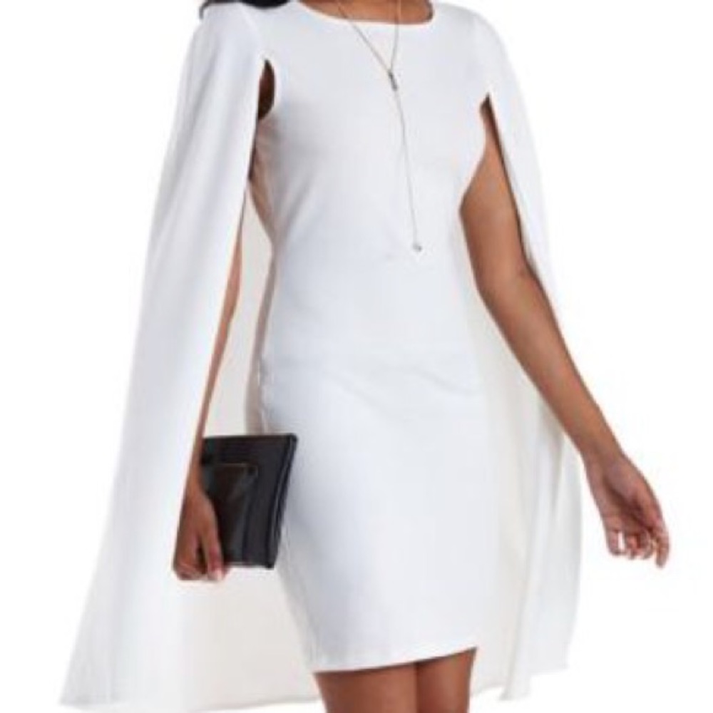 White Bodycon Cape Dress by Charlotte Russe